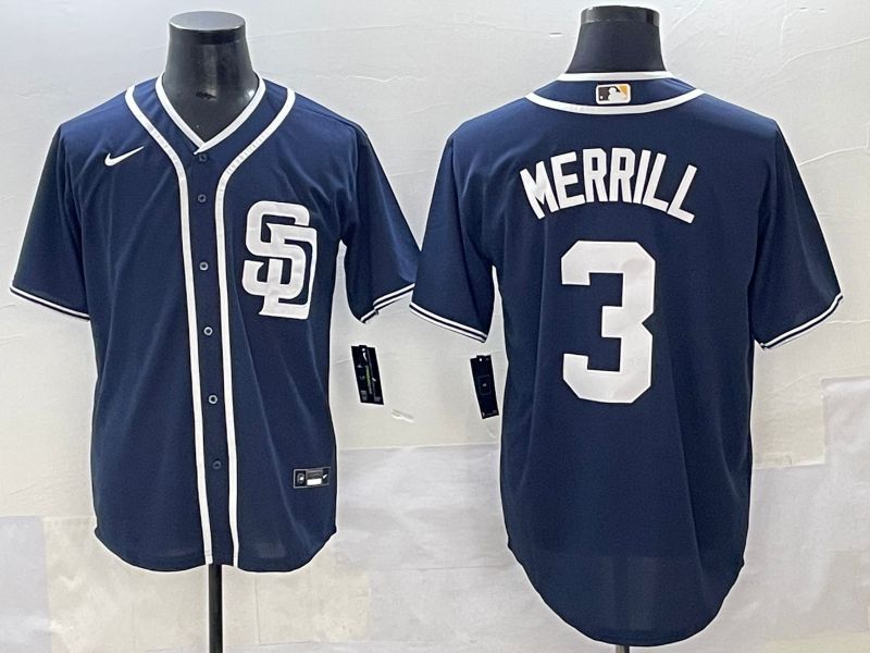Men 2025 San Diego Padres #3 Merrill Dark Blue Game Nike MLB Jersey style 2